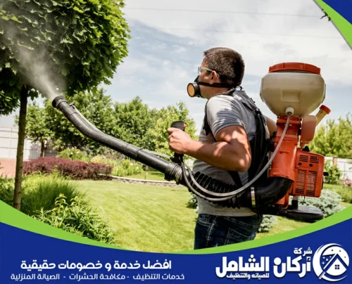 الفني يقوم برش الحشرات باستخدام أفضل المبيدات لضمان منزل خالٍ من أي آفات.